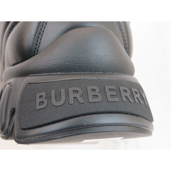 $850 BURBERRY AXBURTON BLACK CHECK QUILTED LEATHER LOGO SNEAKERS 13 US 46 ITALY - Picture 6 of 15